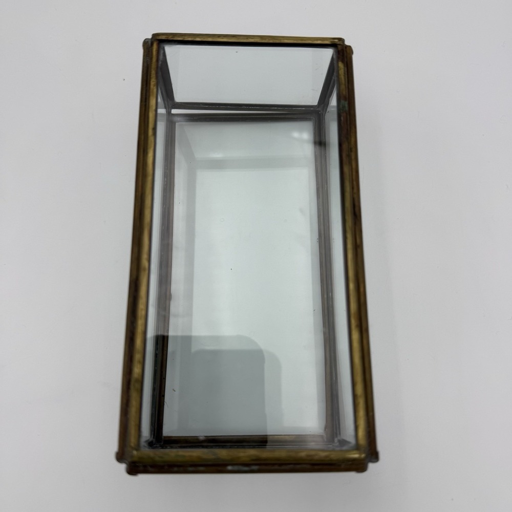 Rectangular Clear Glass Box Aged Brass Display Trinkets Jewellery Storage Box - Picture 11 of 15
